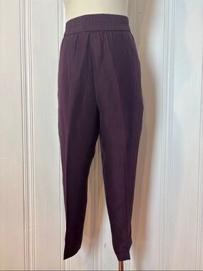 Marc O’Polo 100% Silk Aubergine Purple Tapered Pants | size Medium (estimated)